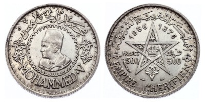 500 francos AH 1376 (1956)