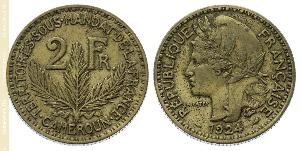 2 francos 1924, Camerún