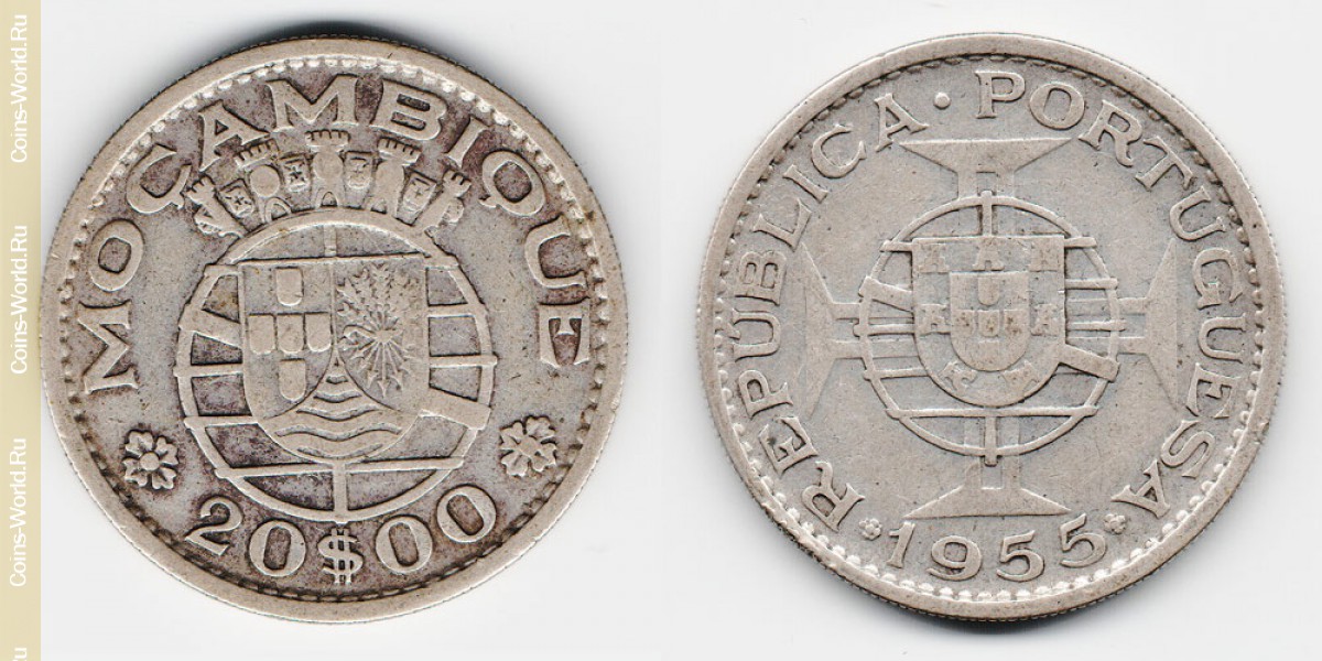 20 эскудо 1955 года Мозамбик