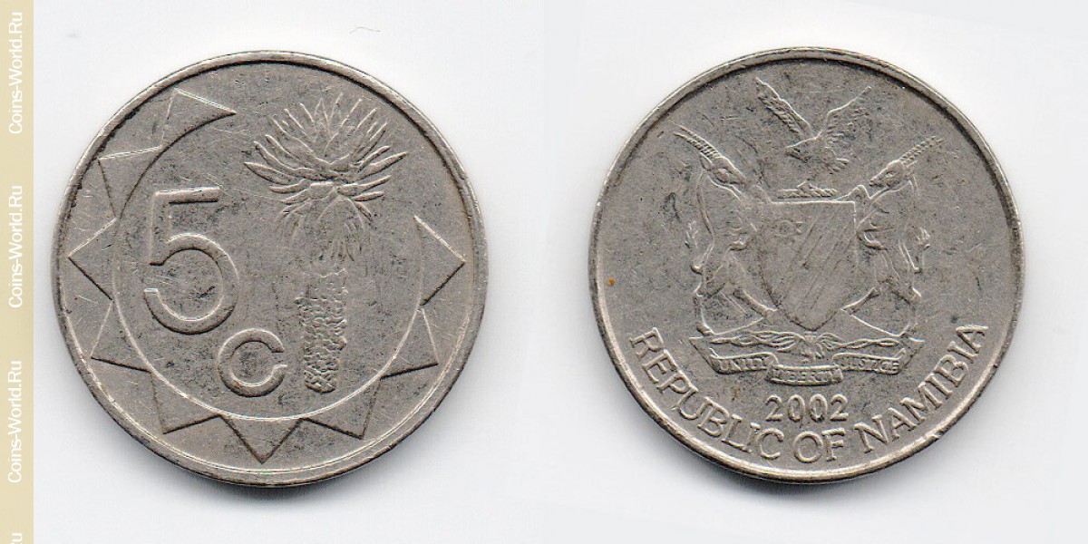 5 центов 2002 года Намибия