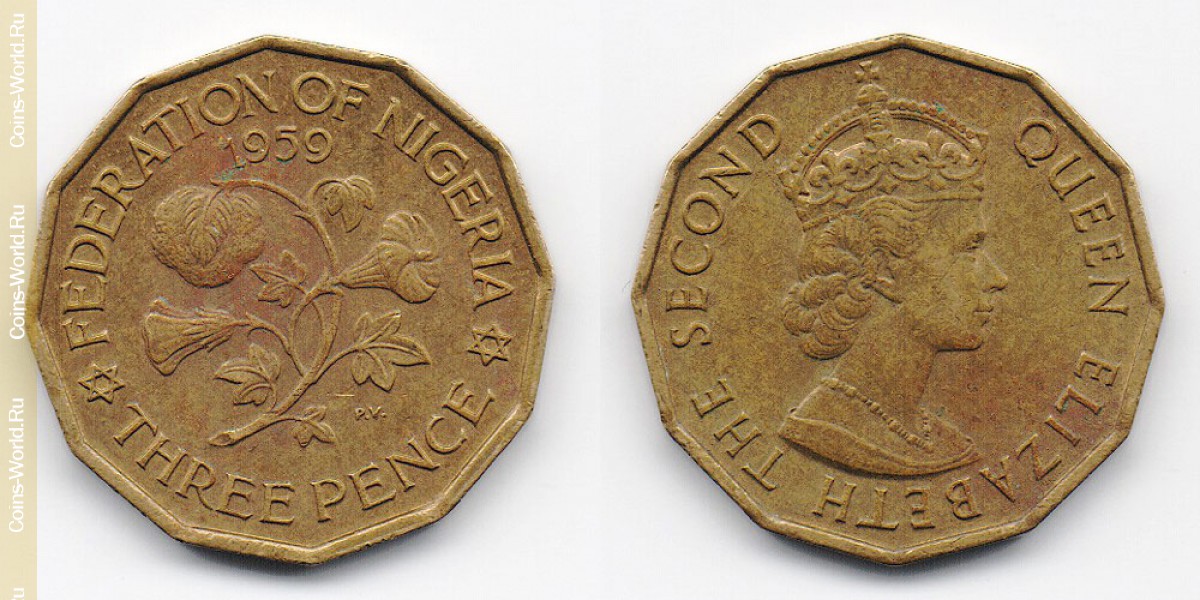 3 pence 1959 Nigeria