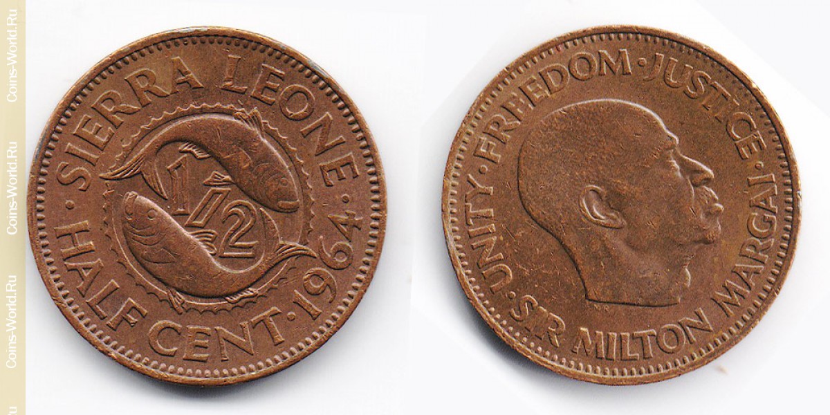 ½ цента 1964 года Сьерра - Леоне