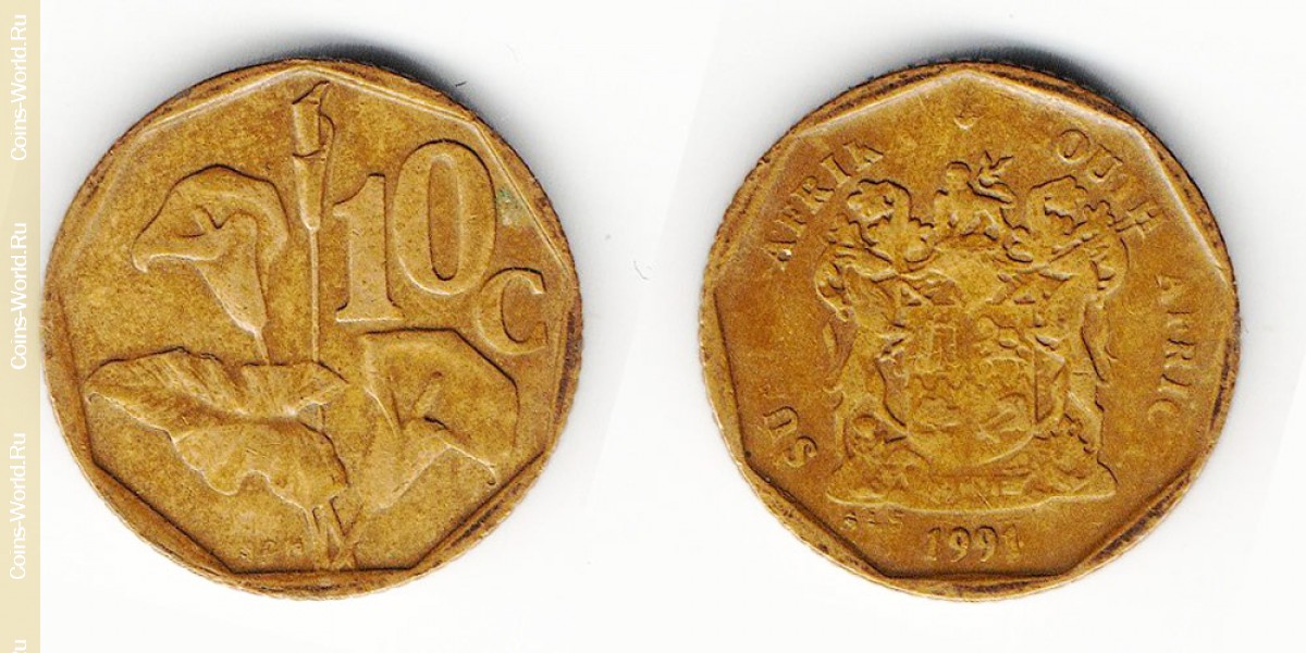 10 cêntimos 1991, África Do Sul