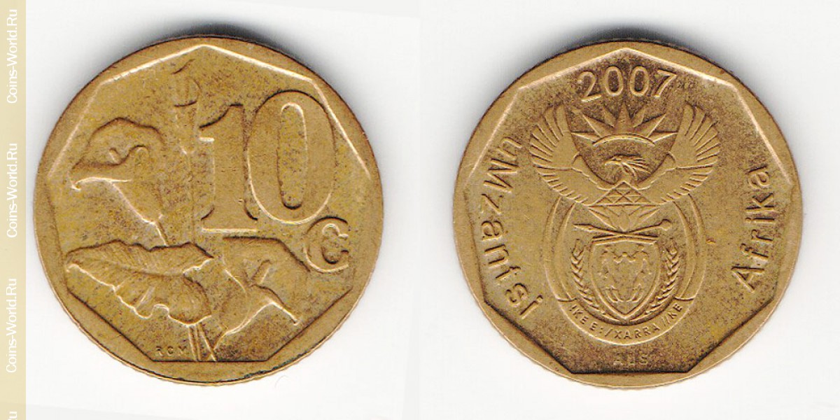 10 centavos 2007, Sudáfrica
