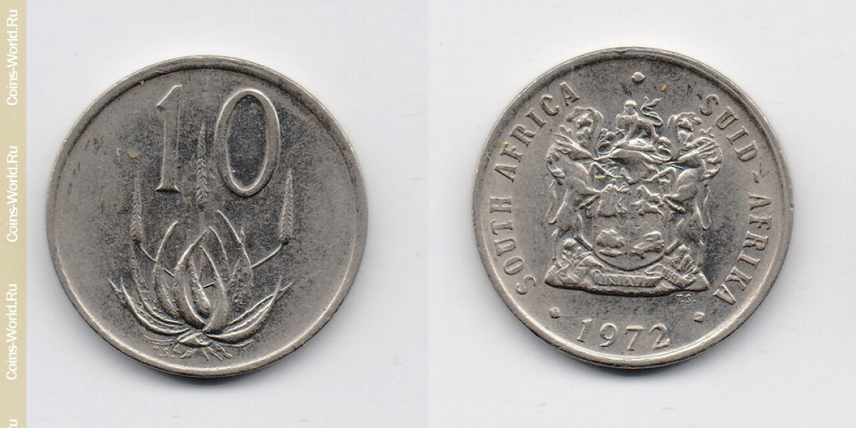 10 cêntimos 1972, África Do Sul