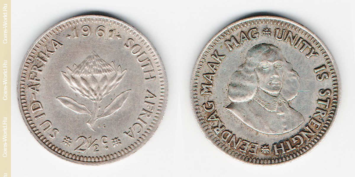 2½ cêntimos 1961, África Do Sul