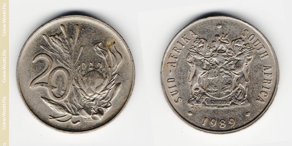 20 centavos 1989, Sudáfrica