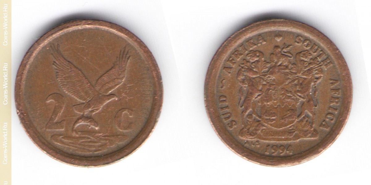 2 centavos 1994 Sudáfrica