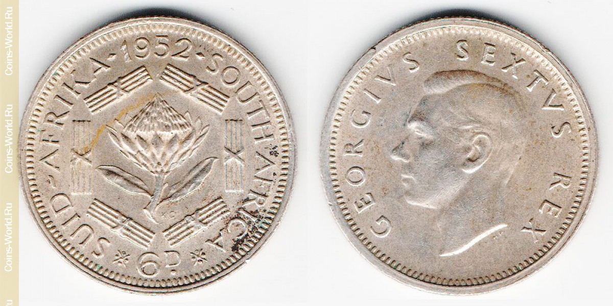 6 pence 1952, África Do Sul