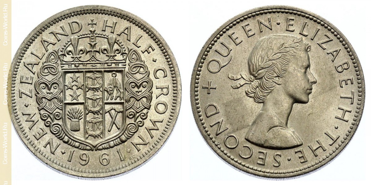 ½ crown 1961, New Zealand