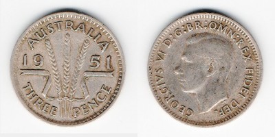 3 peniques  1951