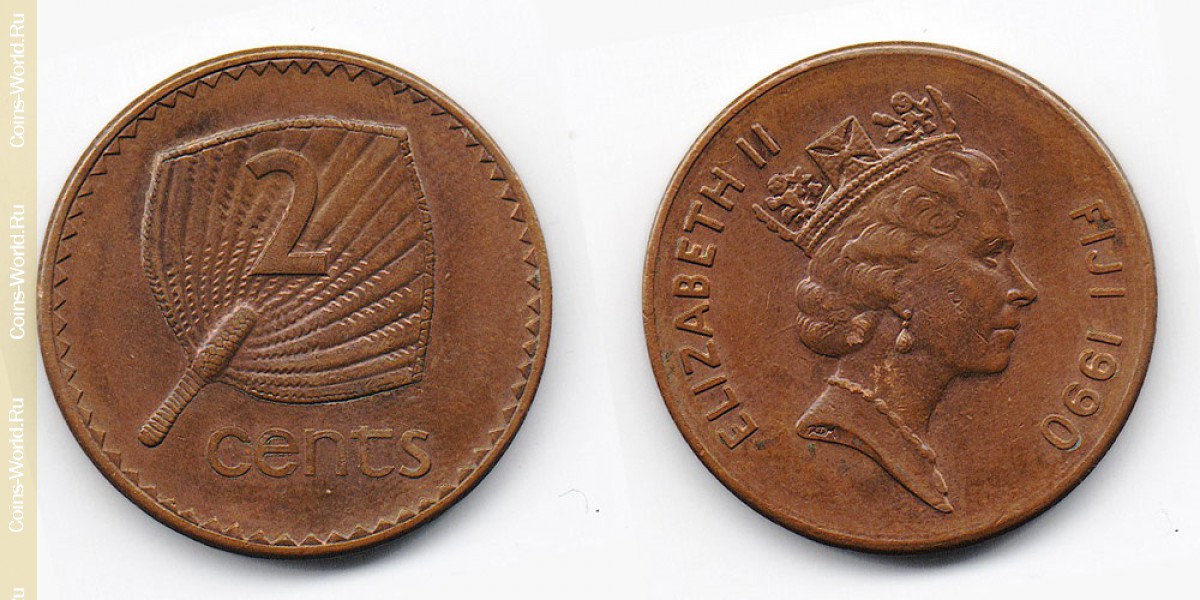 2 цента 1990 года Фиджи