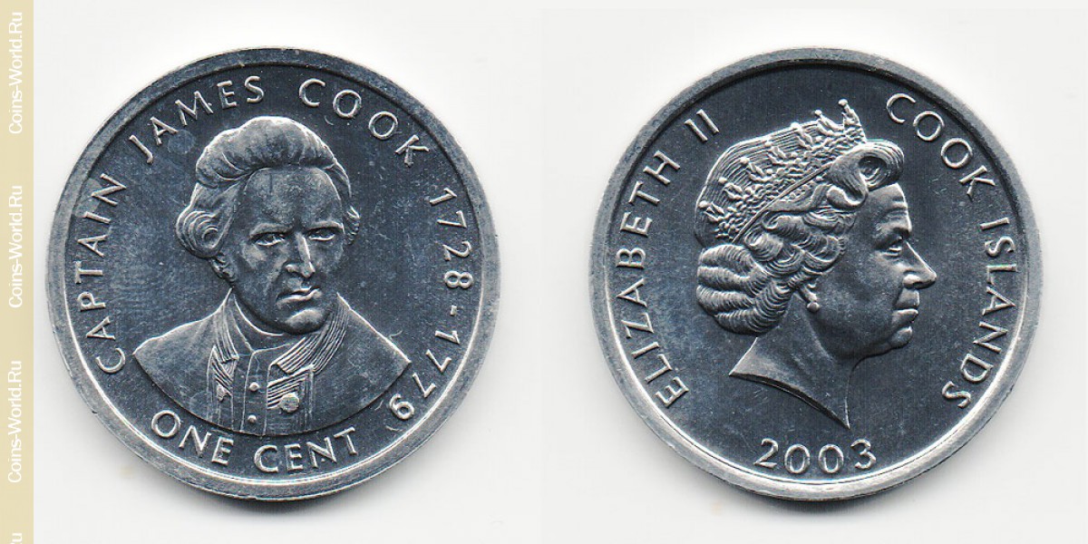 1 centavo  2003, el Capitán james cook Islas cook