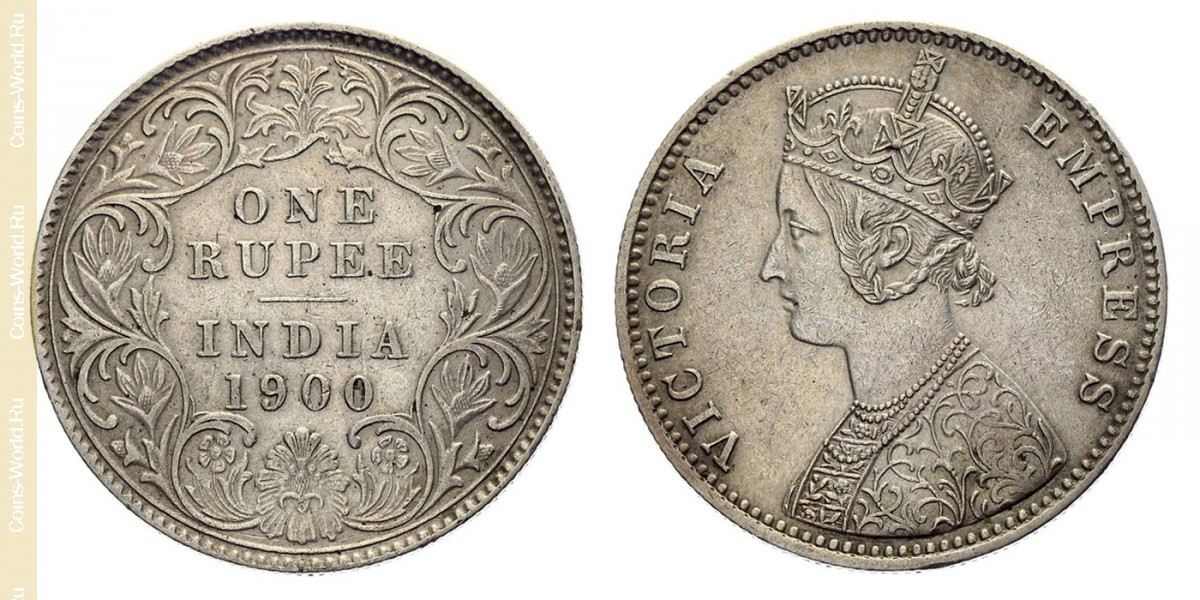 1 rúpia 1900 C, Índia - Britânica