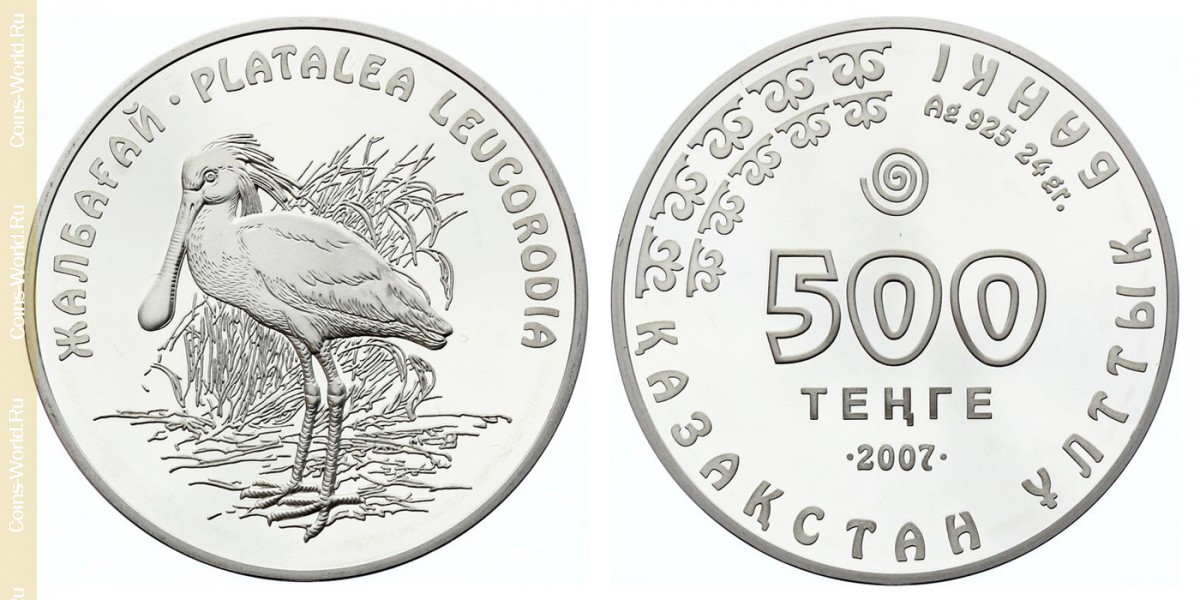 500 tenge 2007, Platalea Leucorodia, Kazakhstan