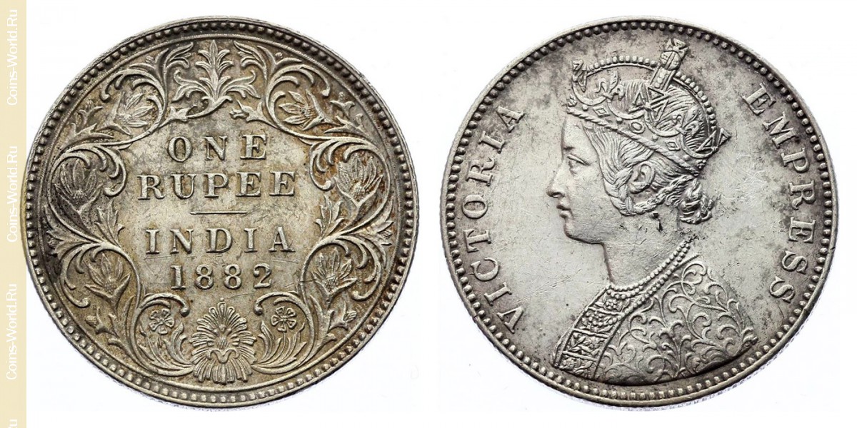1 rupia 1882, India - Británica