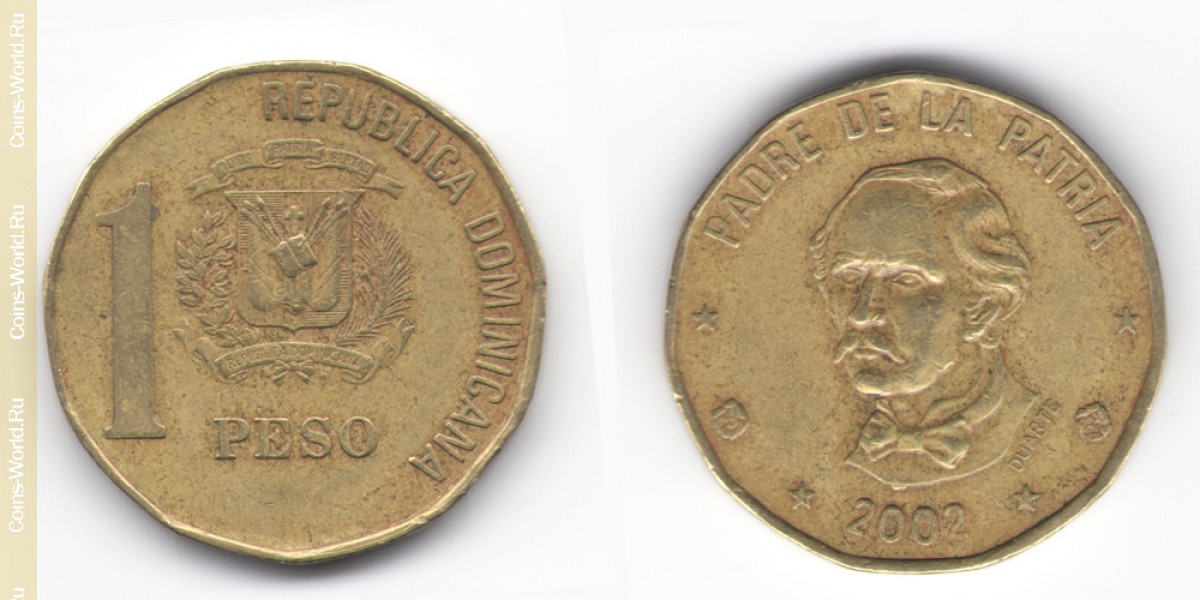 1 peso 2002 Dominican Republic