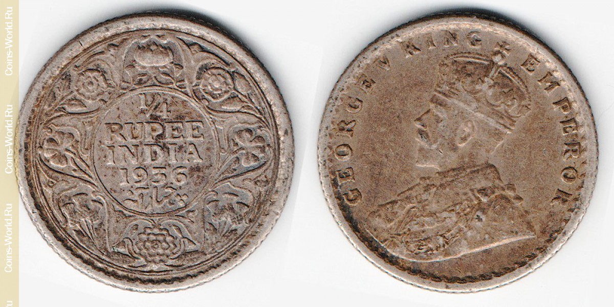 ¼ rupias 1936, India
