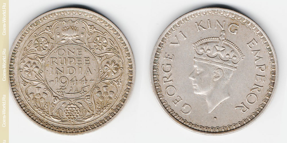 1 rúpia 1944, Índia