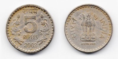 5 rúpias 2002
