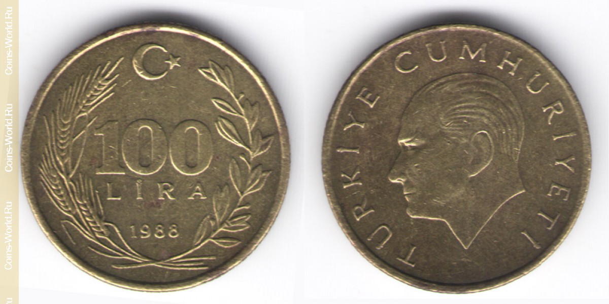 100 lira 1988, Turkey