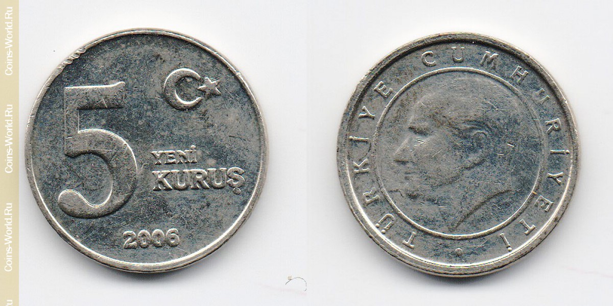 5 novos kurus 2006 Turquia