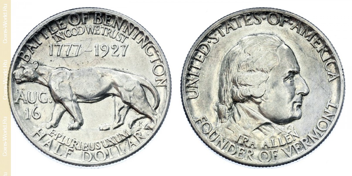 ½ dólar 1927, 150 aniversario del Estado de Vermont, Estados Unidos