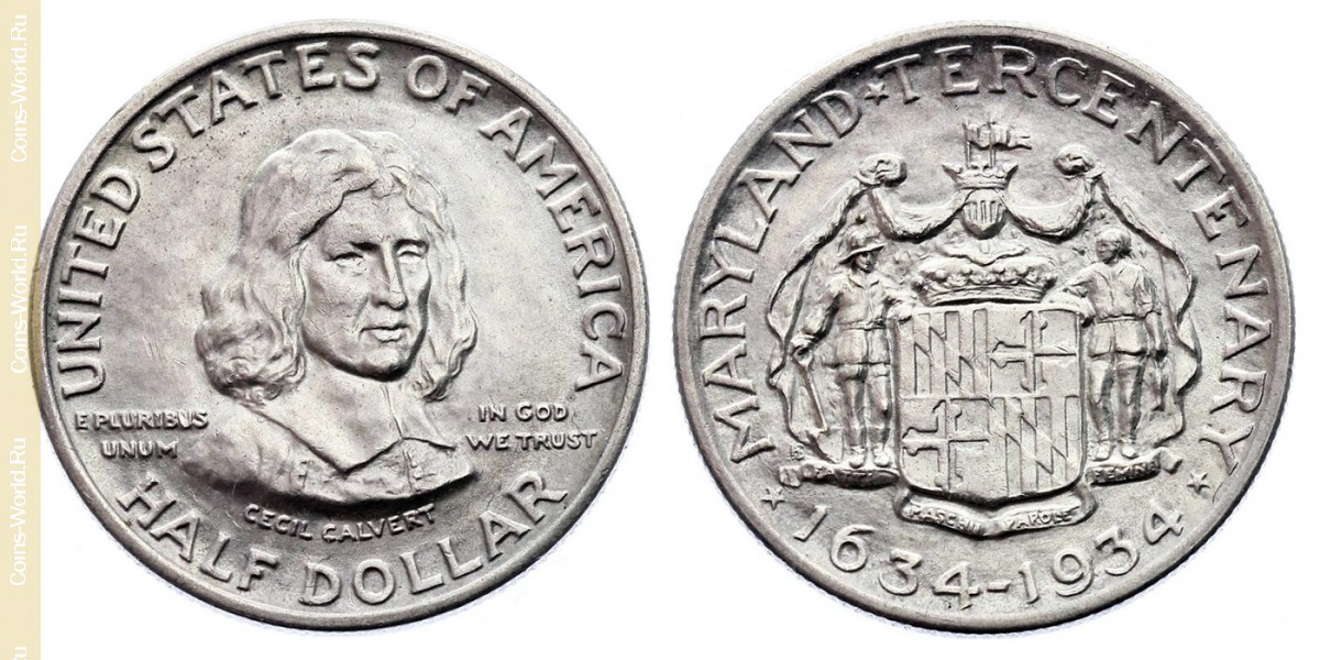 ½ dólar 1934, 300th Anniversary - Maryland, EUA
