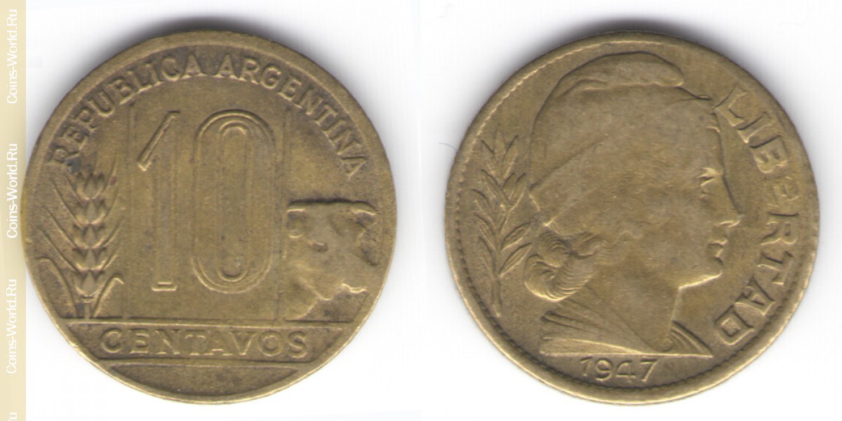 10 сентаво 1947 года Аргентина
