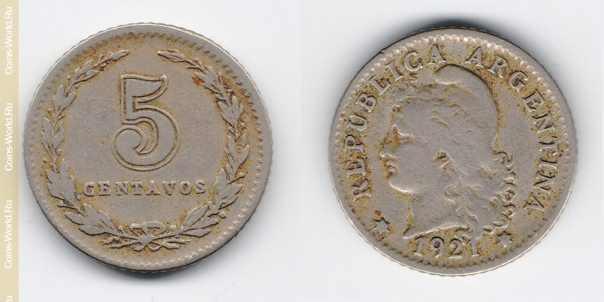 5 centavos 1921, Argentina