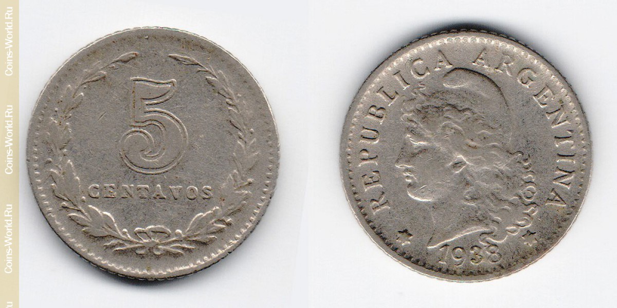 5 centavos 1938 Argentina