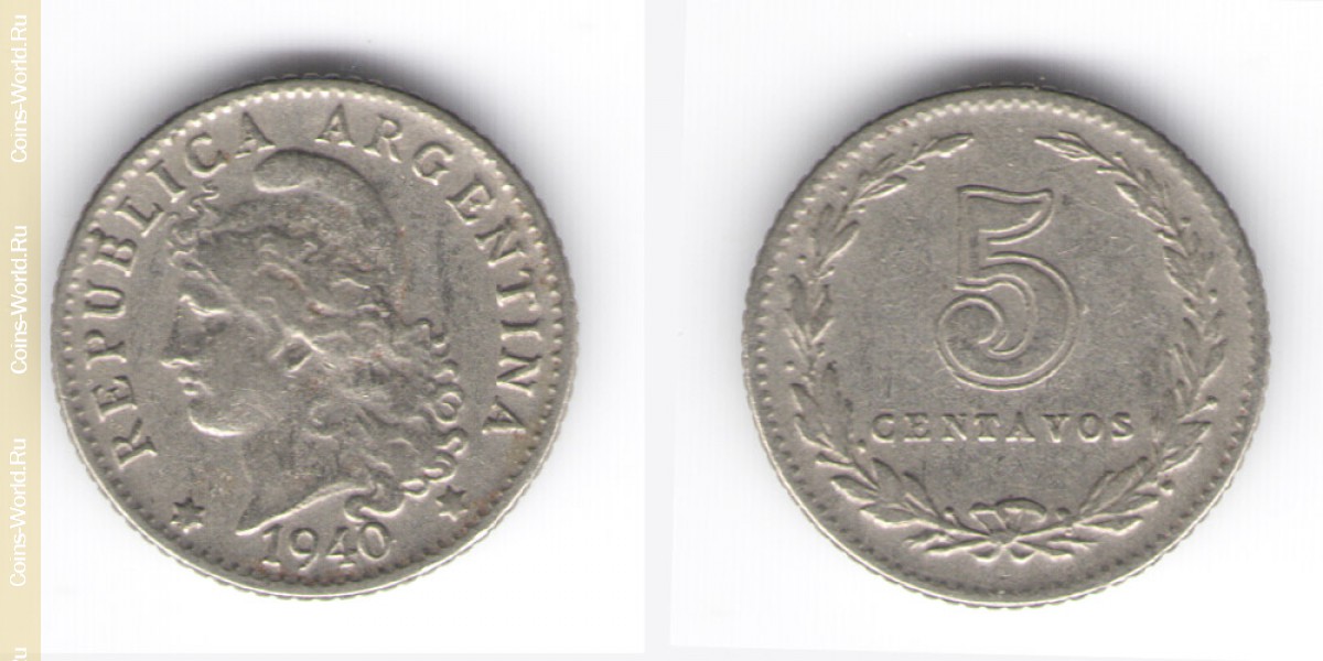 5 centavos 1940 Argentina