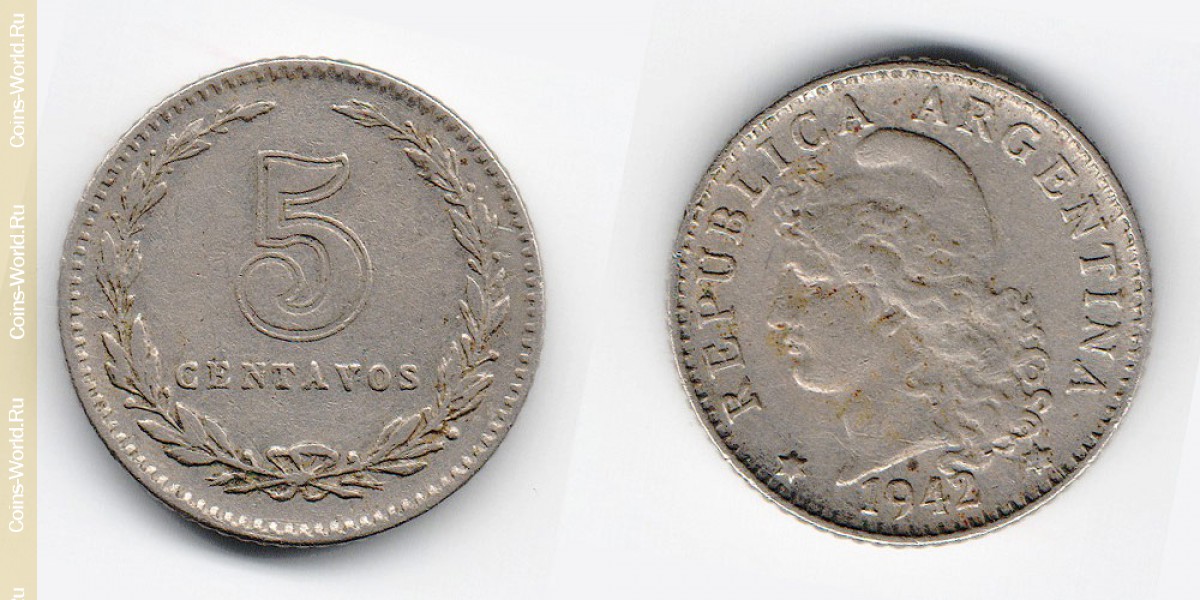 5 centavos 1942, Argentina