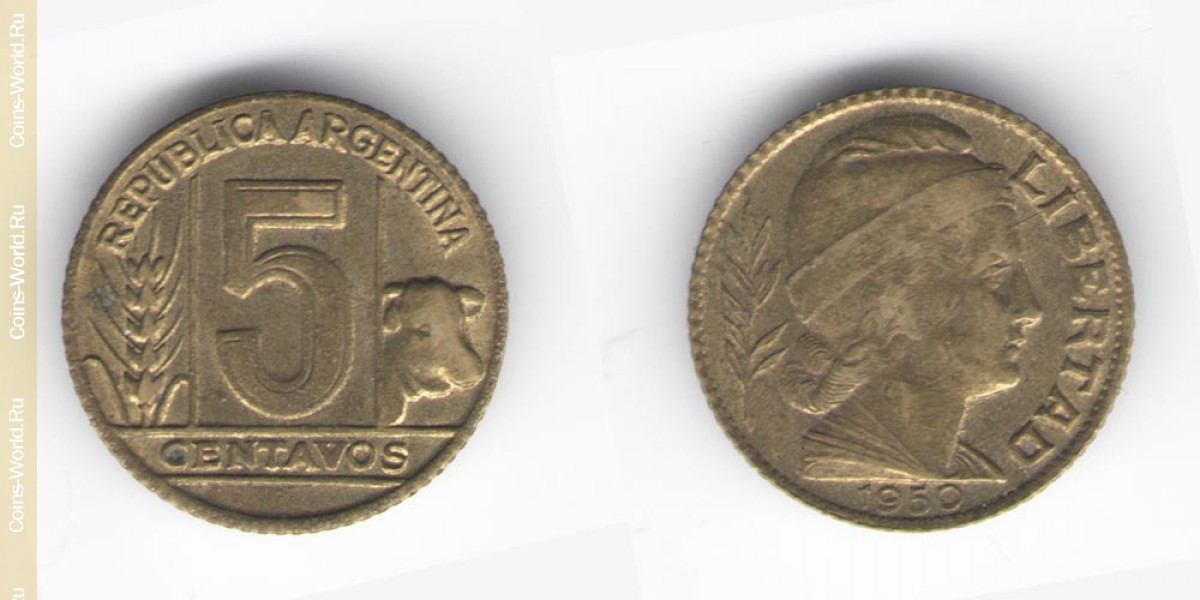 5 centavos 1950, Argentina