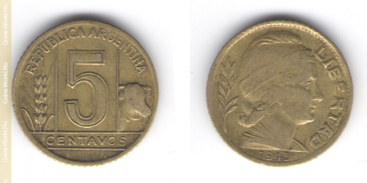 5 centavos 1943 Argentina