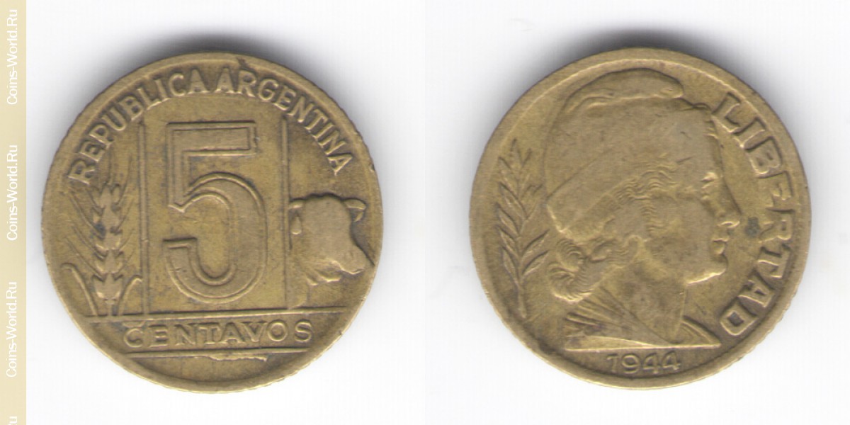 5 Centavos 1944 Argentinien