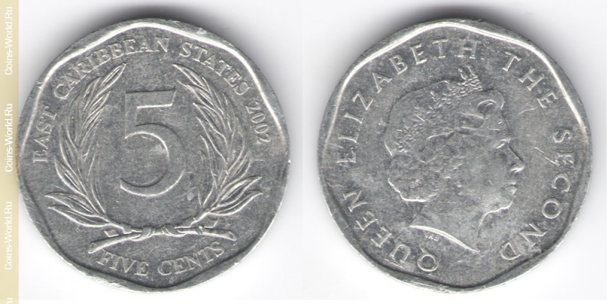 5 centavos 2002 Islas del caribe