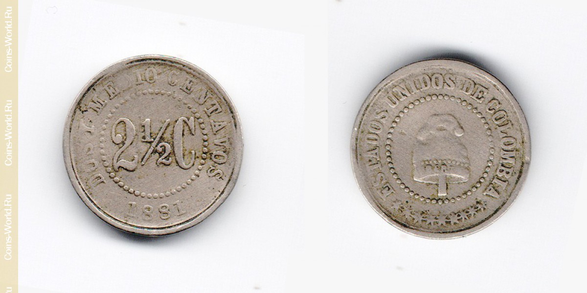 2½ centavos 1881 года Колумбия