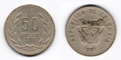 50 песо 1991 года