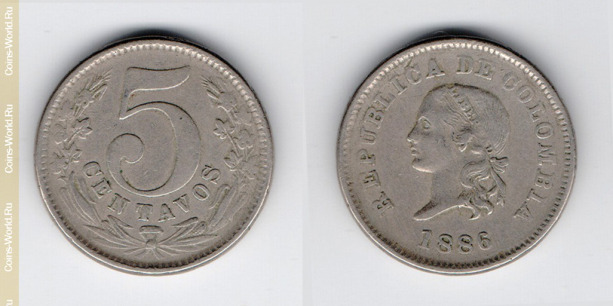 5 centavos 1886 Columbia