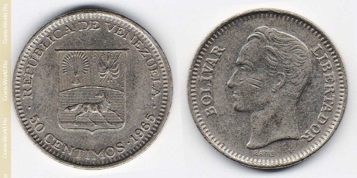 50 Centimos 1965 Venezuela