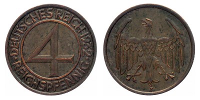 4 рейхспфеннига 1932 года J