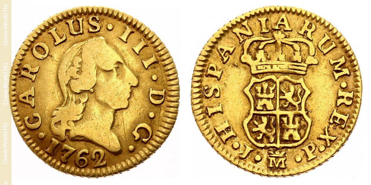 ½ escudo 1762 M, Spain