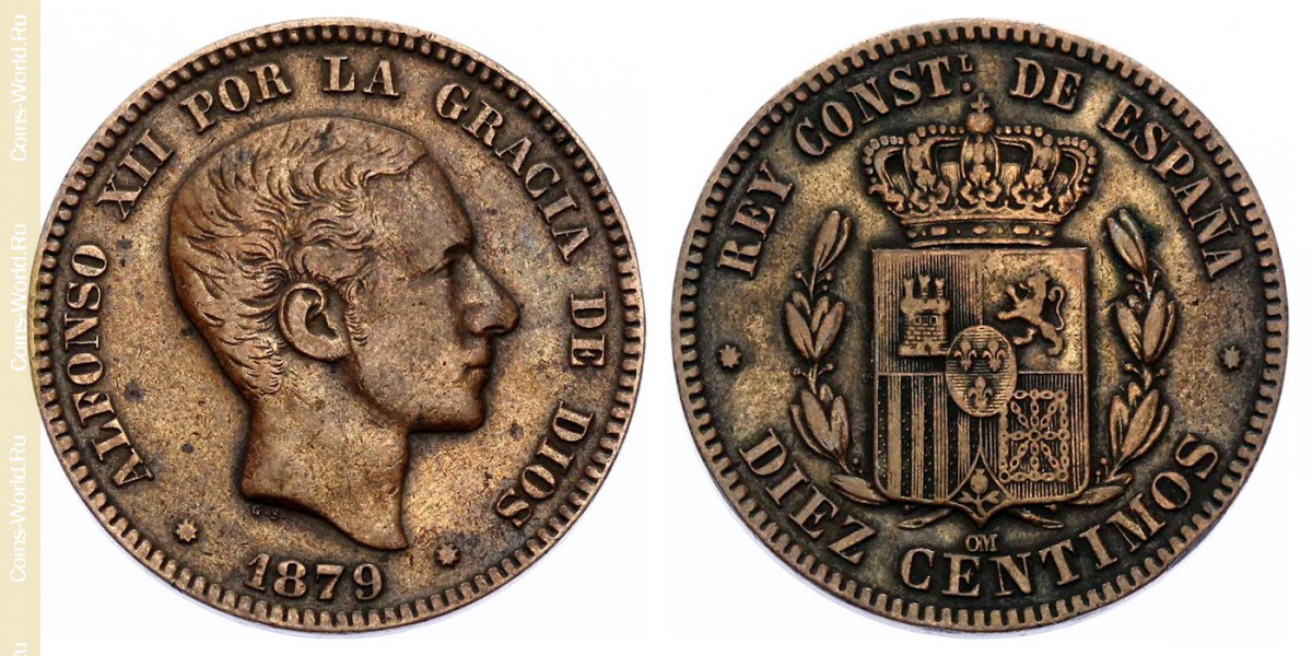 10 céntimos 1879, Spain