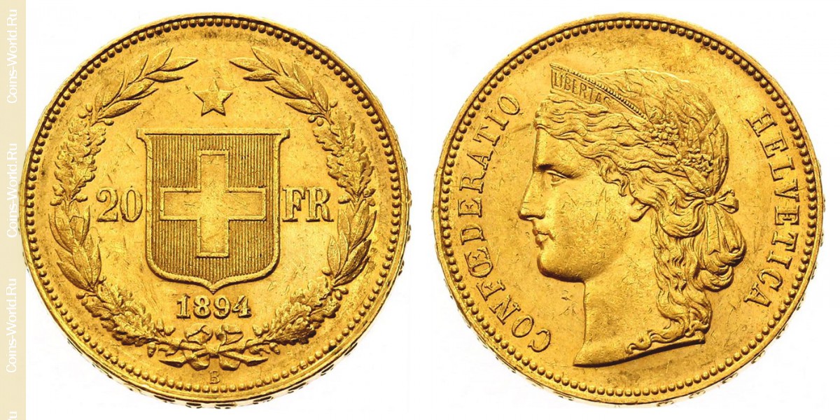 20 francs 1894, Switzerland