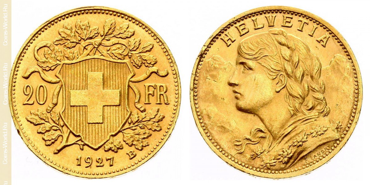 20 francs 1927, Switzerland