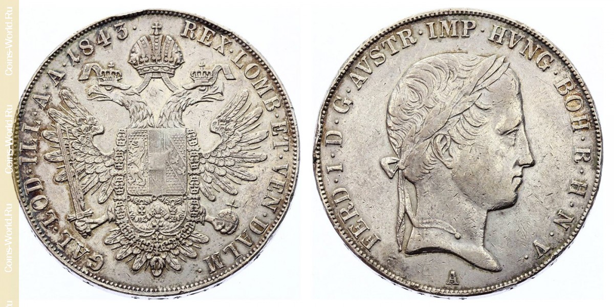 1 thaler 1843, Austria