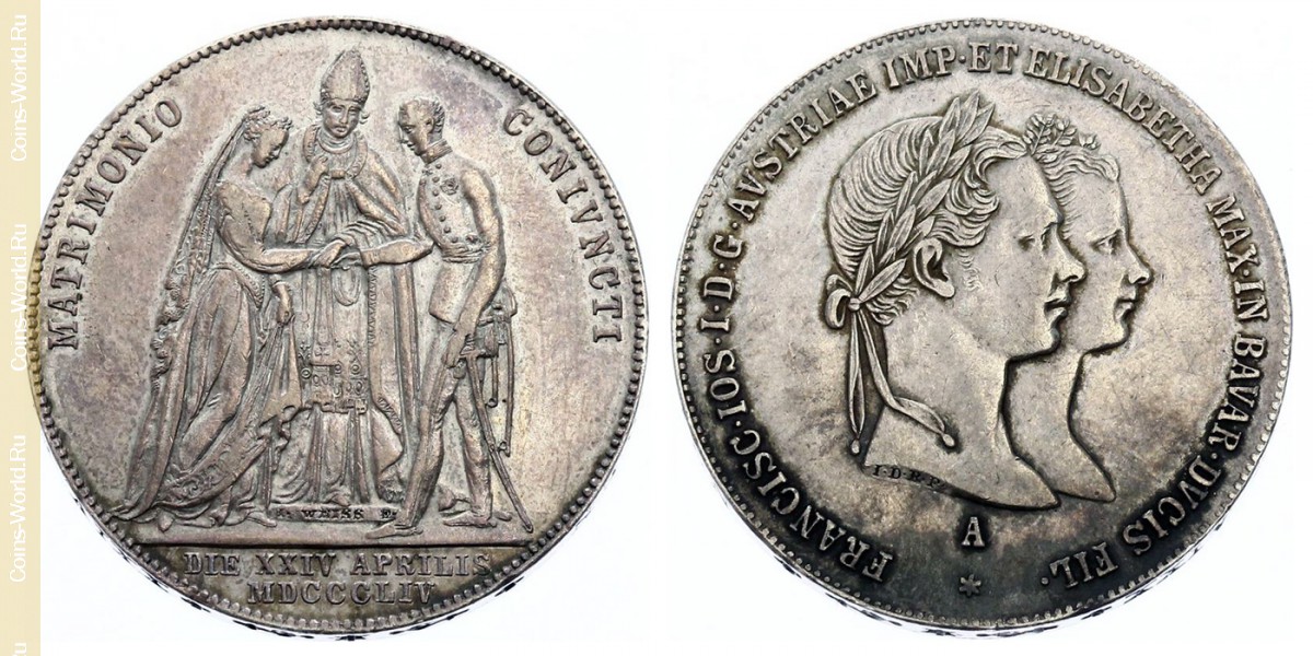 1 Gulden 1854, Franz Joseph I. Hochzeit, Österreich 