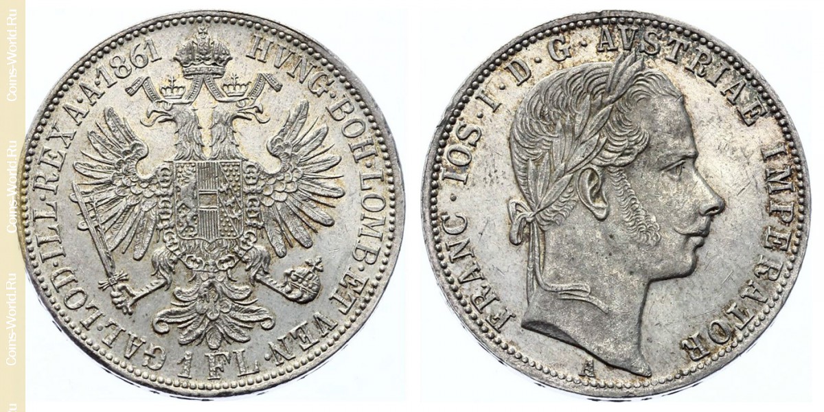 1 florín 1861 A, Austria