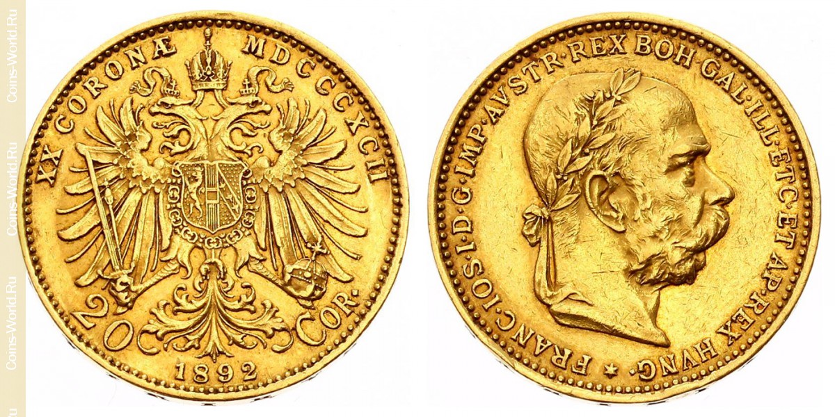 20 coronas 1892, Austria